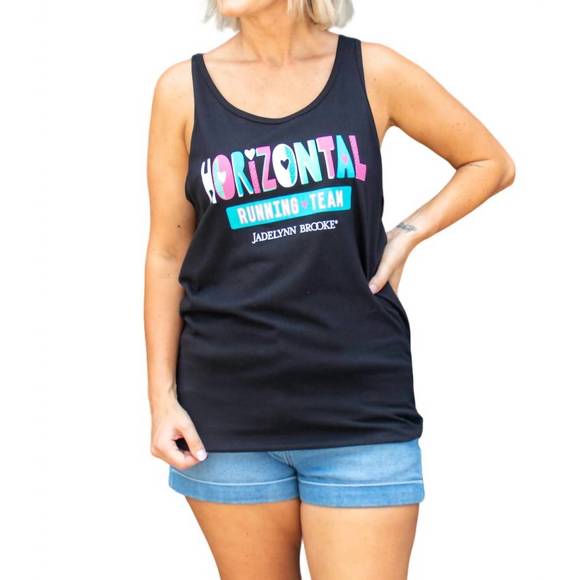 NEW JADELYNN BROOKE horizontal running tank top in black - Picture 1 of 2